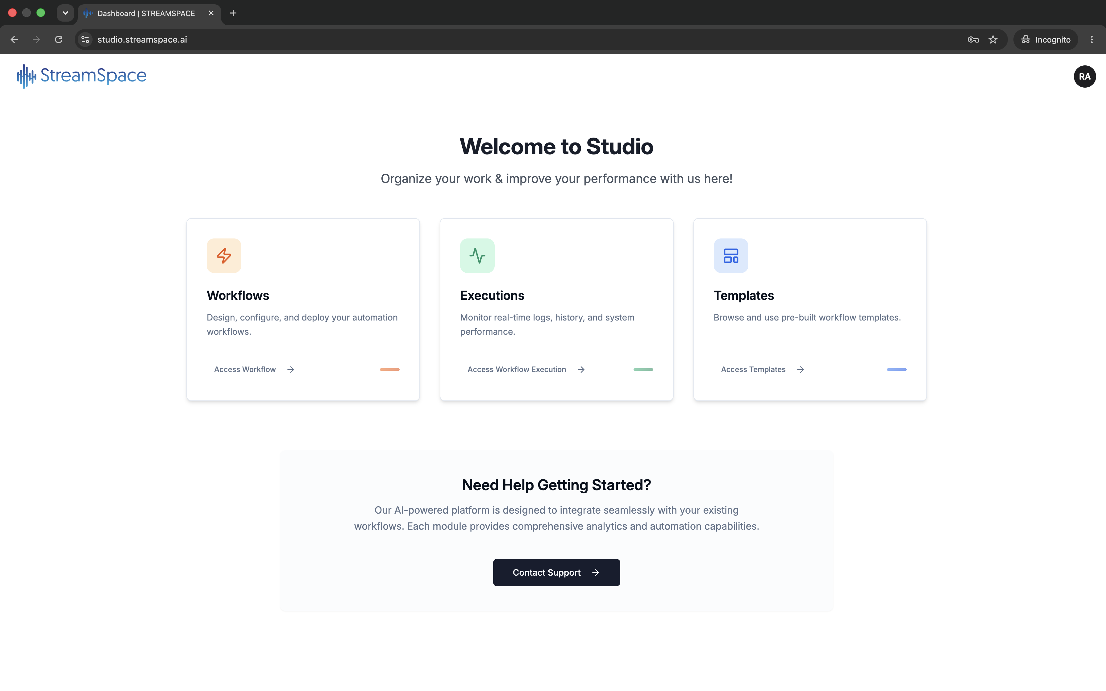 Studio Dashboard