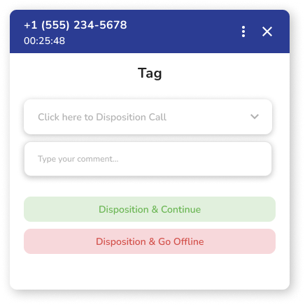 Customer's Details - Dialpad - Call Disposition Popup