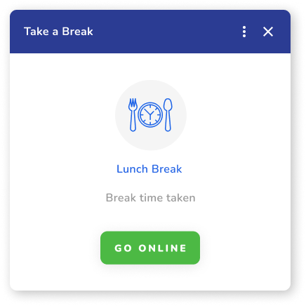 Agent Dashboard - Dialpad - On Break Popup
