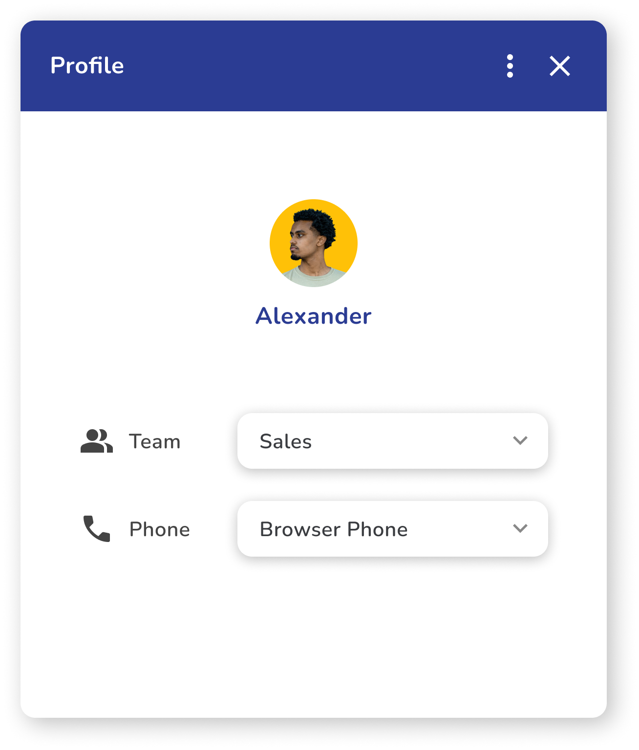 Agent Dashboard - Dialpad - Profile Popup