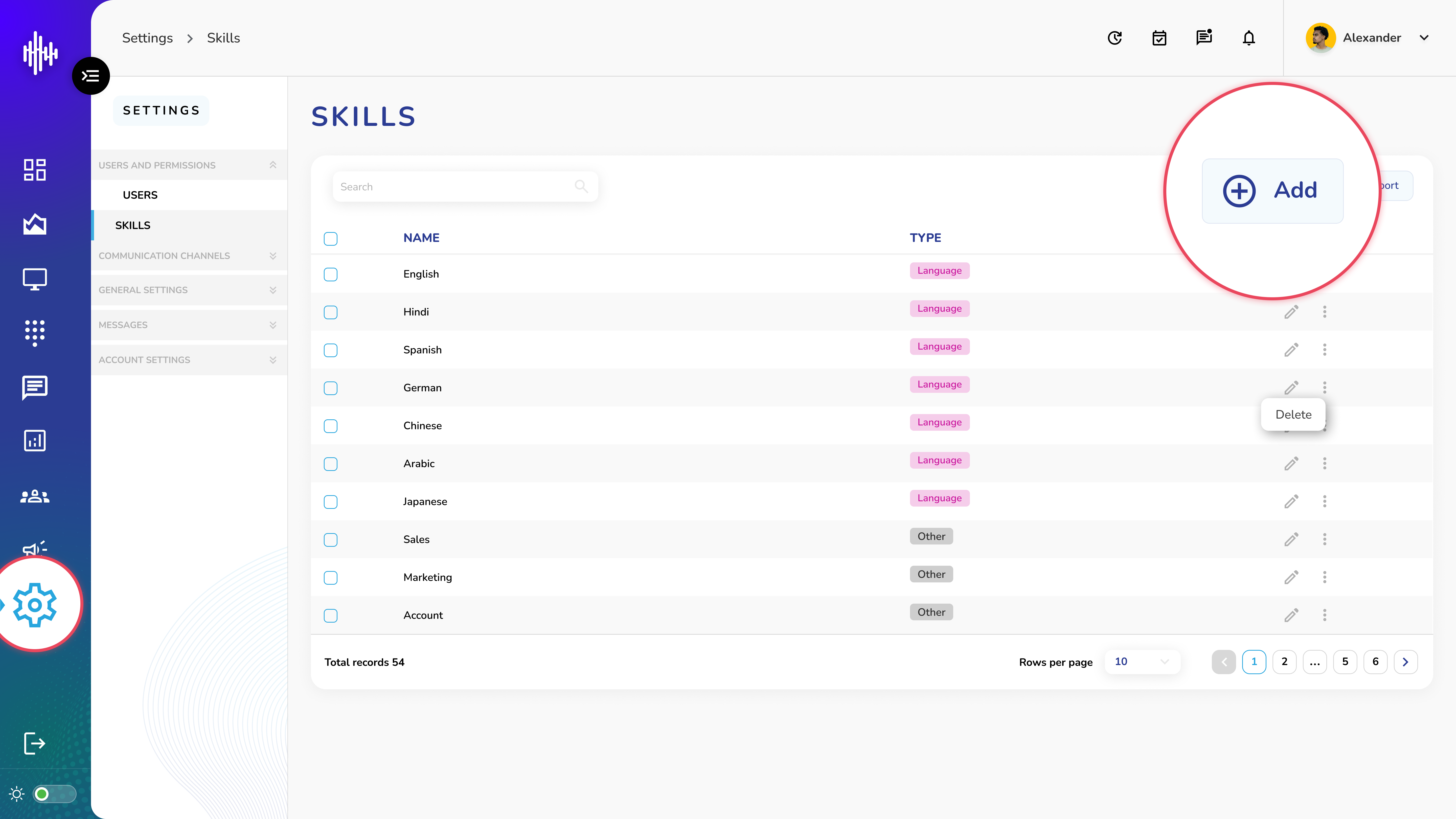Settings-User