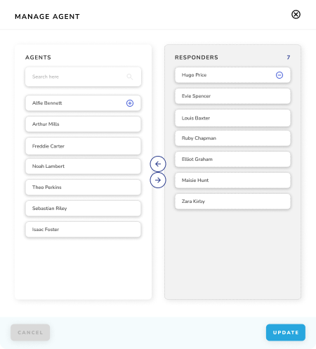 Teams - Manage Agent Popup